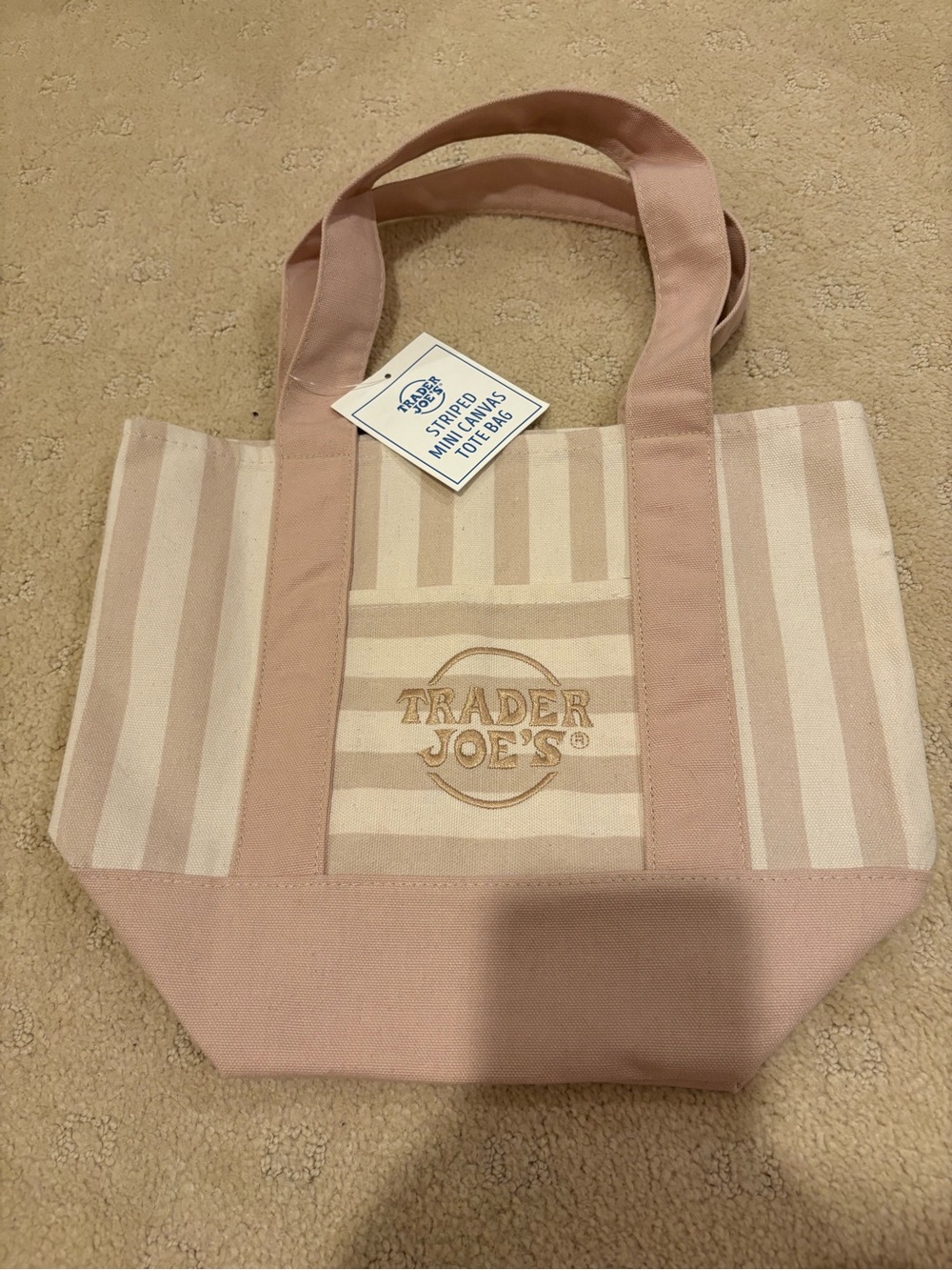 Trader Joe’s Beige Striped mini Canvas Tote Bag